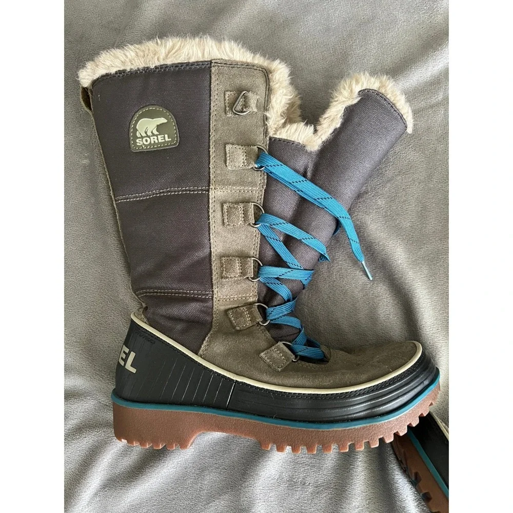 Sorel Tofino II Waterproof Winter Boots Grey Blue NL2094-213 Womens 7.5